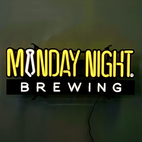 A custom LED neon sign on a wall.