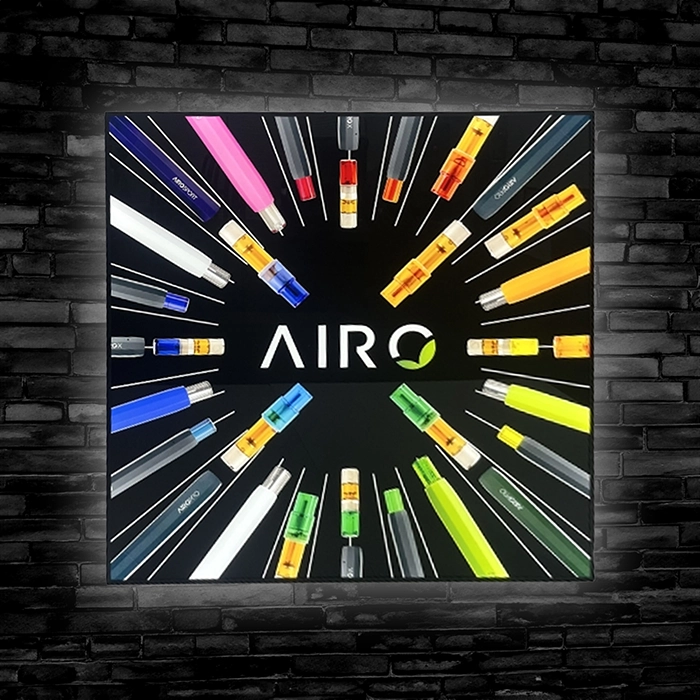 Airo Brands Custom made LED Sign lightbox style cannabis dispensary sign.