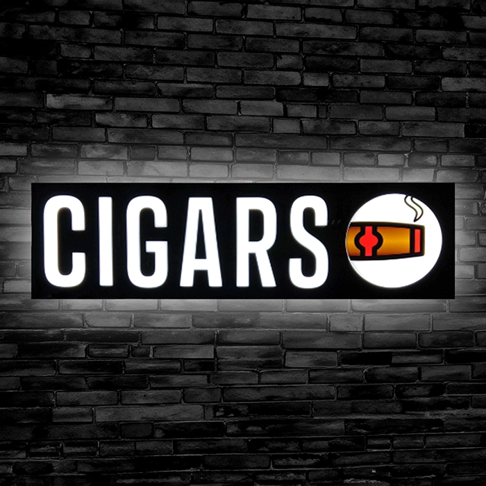 24" LED Neon Cigars Store Sign with color cigar icon.