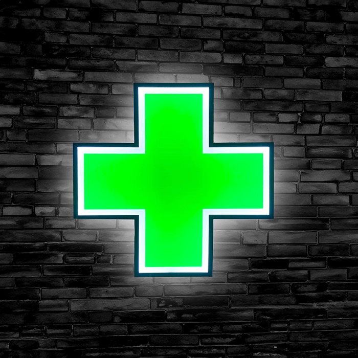 Fluorescent Green Medical marijuana Green Cross Neon LED Sign