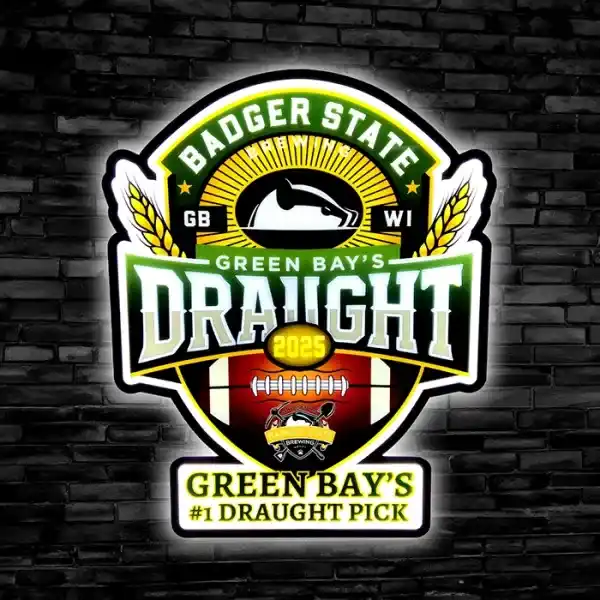 Badger State Green Bay Draught Pick Lit LED Signs